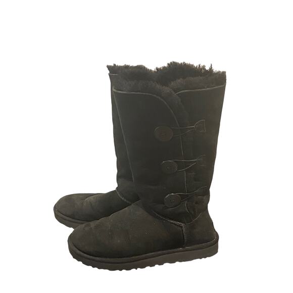 Ugg Bailey Triplet Button Black Sherpa Boots 8 - Picture 2 of 8